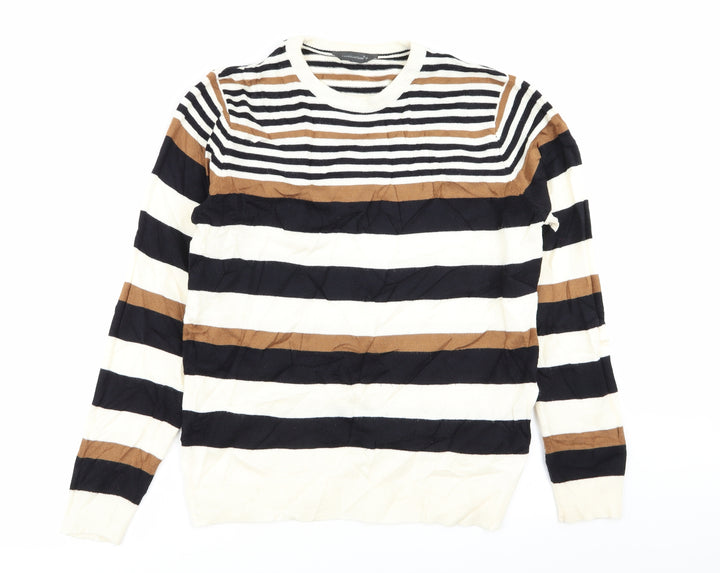 Cedar Wood State Mens Multicoloured Striped Pullover Jumper Size M