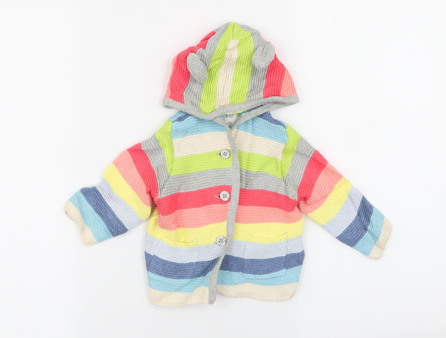 Gap Boys Multicoloured Striped  Cardigan Jumper Size 3-6 Months