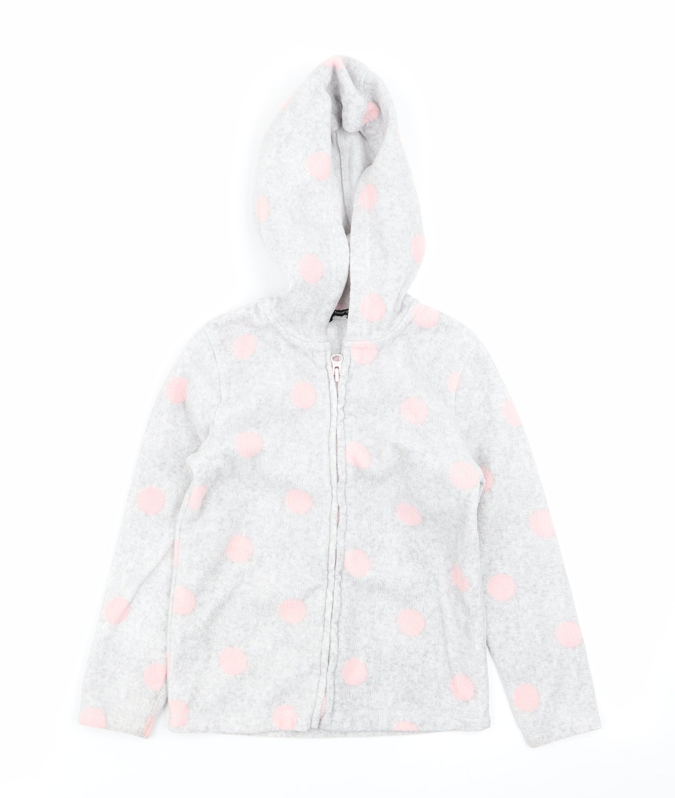 Asda George Girls Grey Polka Dot  Full Zip Jumper Size 5-6 Years