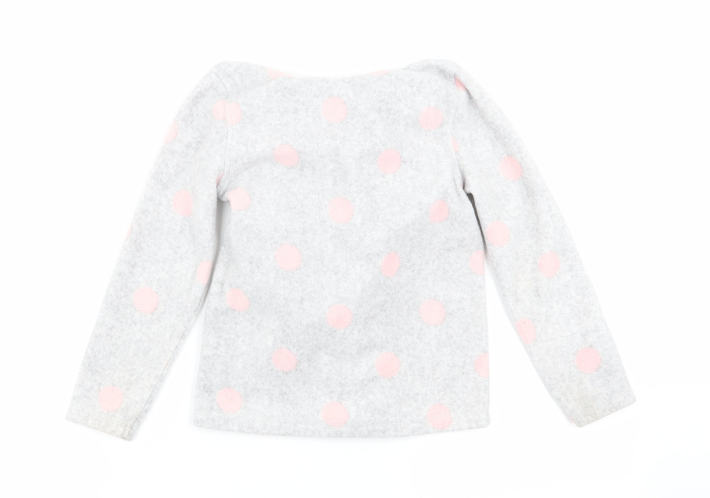 Asda George Girls Grey Polka Dot  Full Zip Jumper Size 5-6 Years