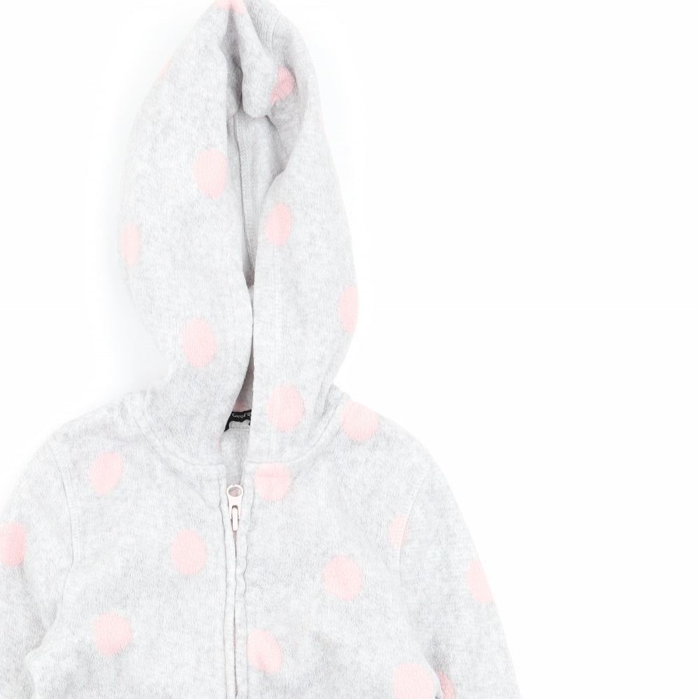 Asda George Girls Grey Polka Dot  Full Zip Jumper Size 5-6 Years