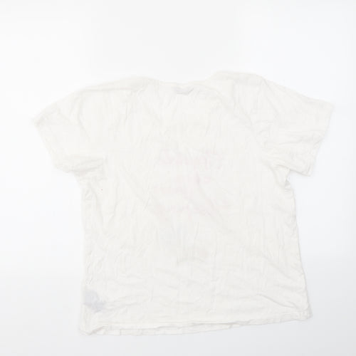 M&CO  Womens White Geometric  Basic T-Shirt Size 10