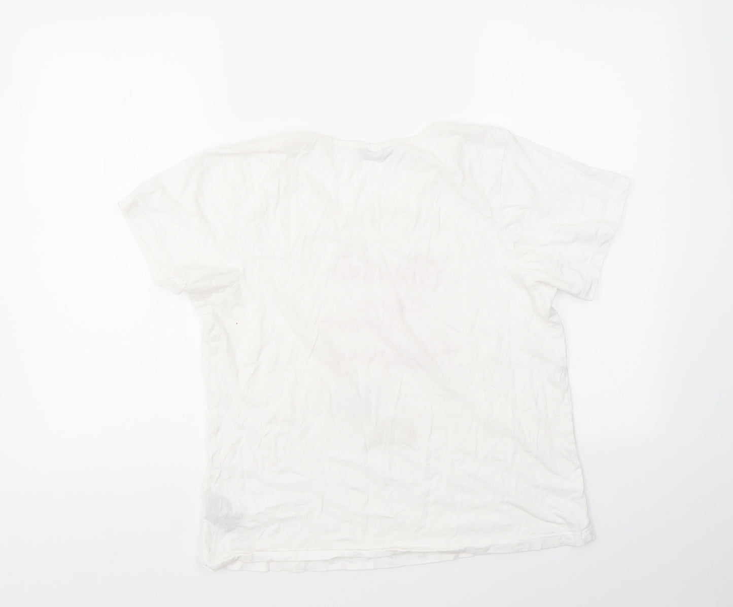 M&CO  Womens White Geometric  Basic T-Shirt Size 10