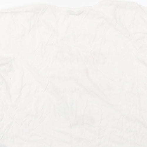 M&CO  Womens White Geometric  Basic T-Shirt Size 10
