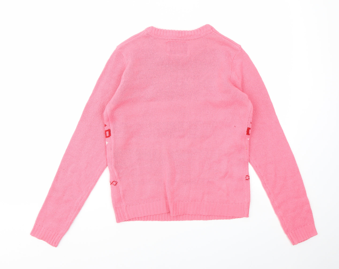 CHRISTMAS  Girls Pink Geometric  Pullover Jumper Size 11-12 Years