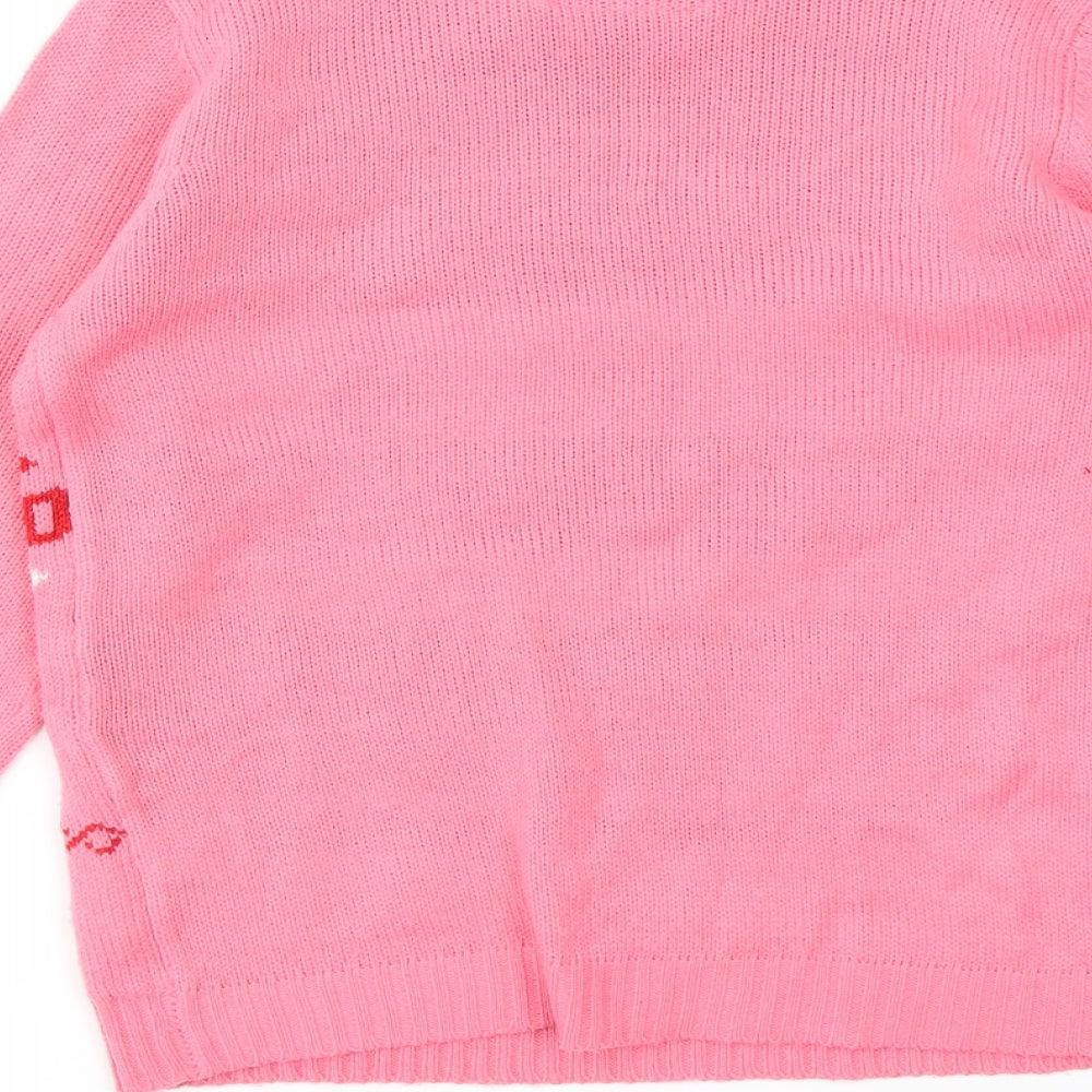 CHRISTMAS  Girls Pink Geometric  Pullover Jumper Size 11-12 Years