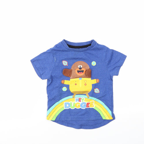 THE DUGGEE Boys Blue Animal Print  Basic T-Shirt Size 2 Years
