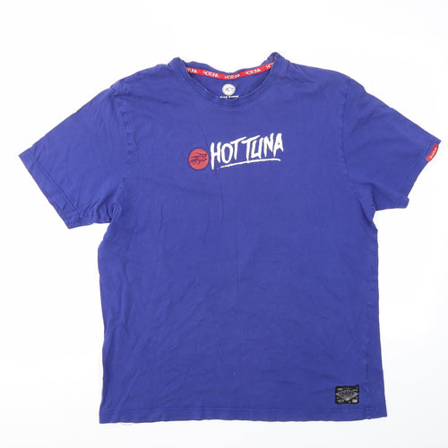 Hot Tuna Mens Blue Geometric   T-Shirt Size L
