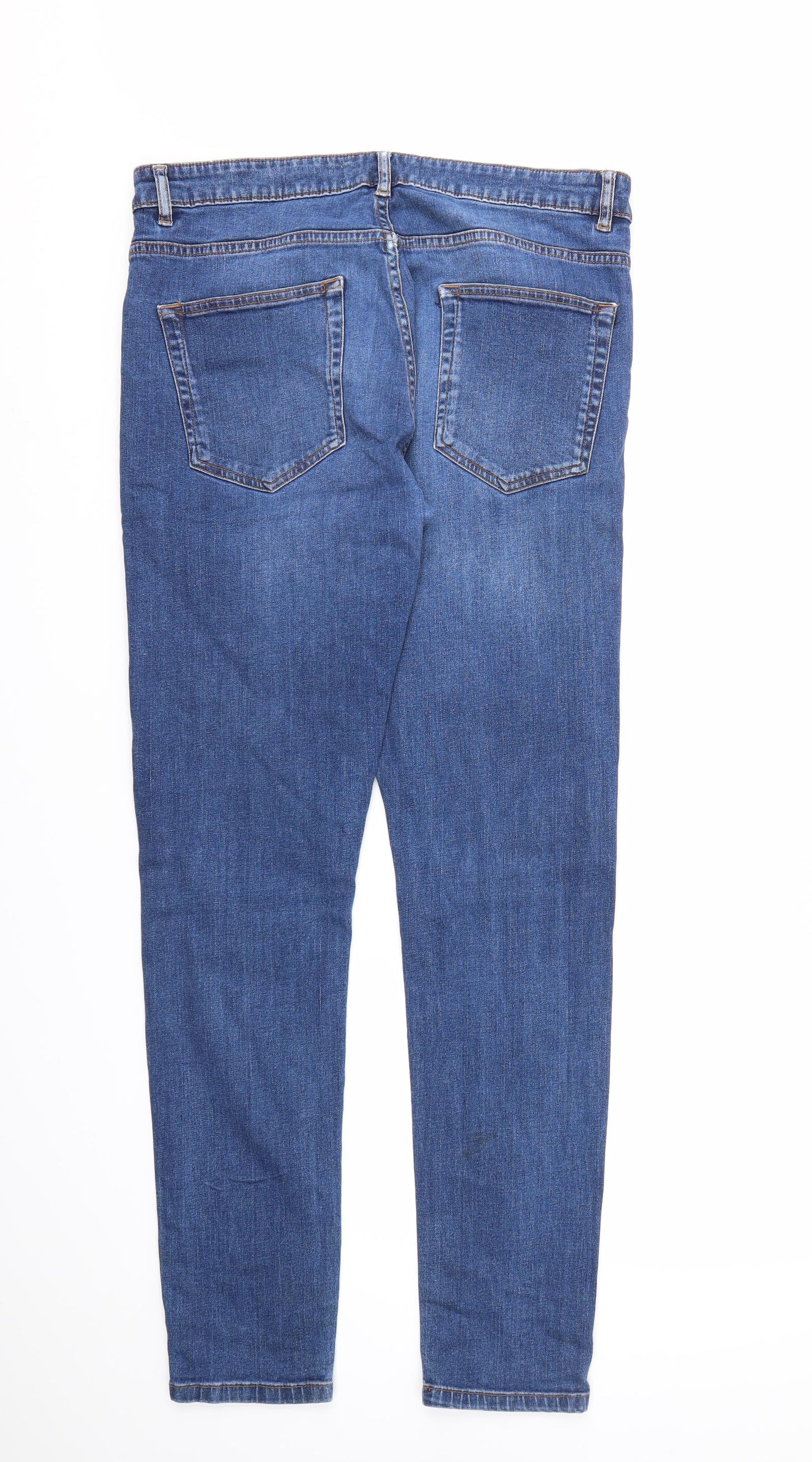 NEXT Mens Blue Houndstooth  Straight Jeans Size 34 in L31 in