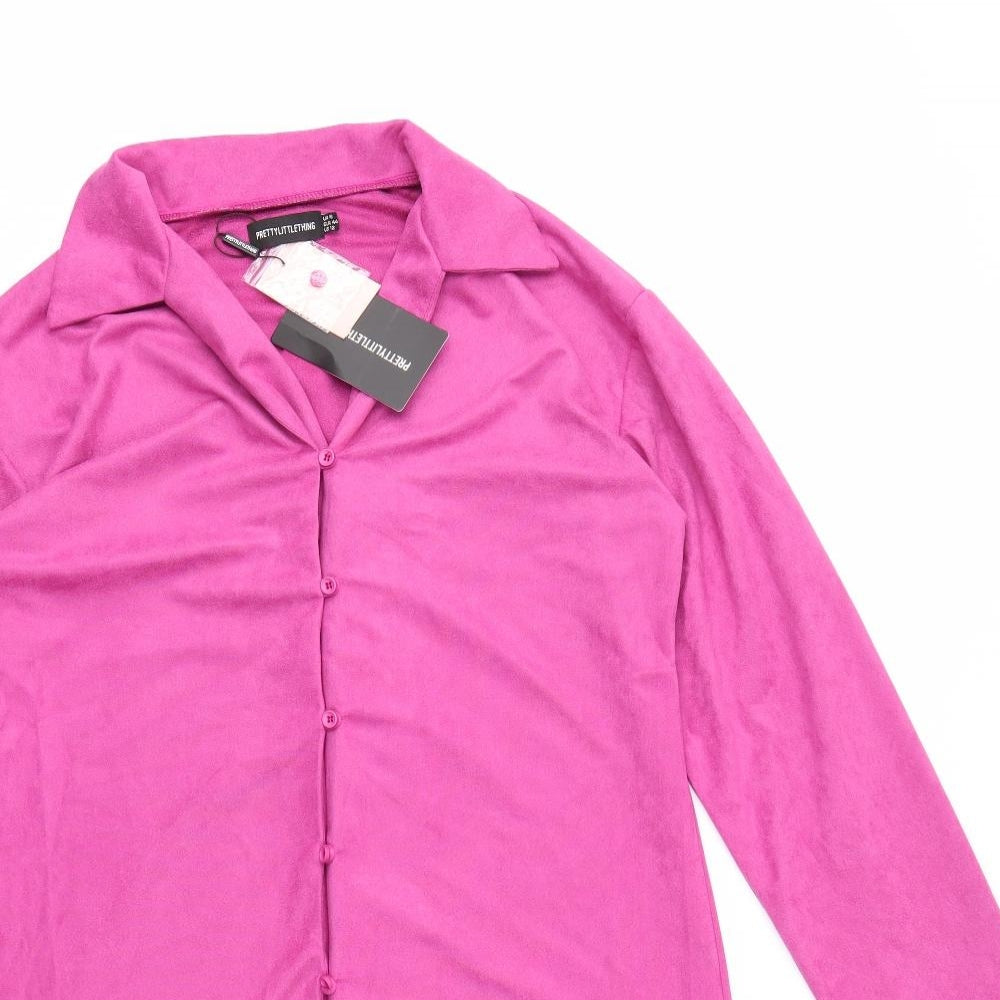 PRETTY LITTLE THING   Womens Pink Houndstooth  Fit & Flare  Size 16