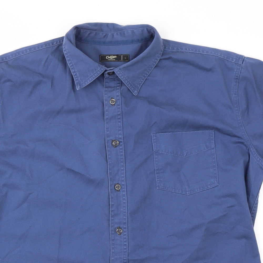 COTTON TRAIDERS Mens Blue    T-Shirt Size L