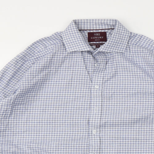 M&S Mens Blue Striped   Dress Shirt Size 16.5