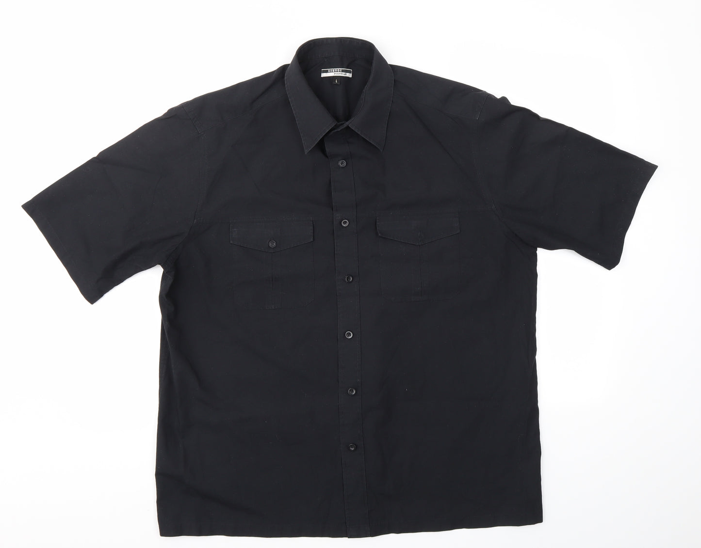 George Mens Black    Dress Shirt Size L