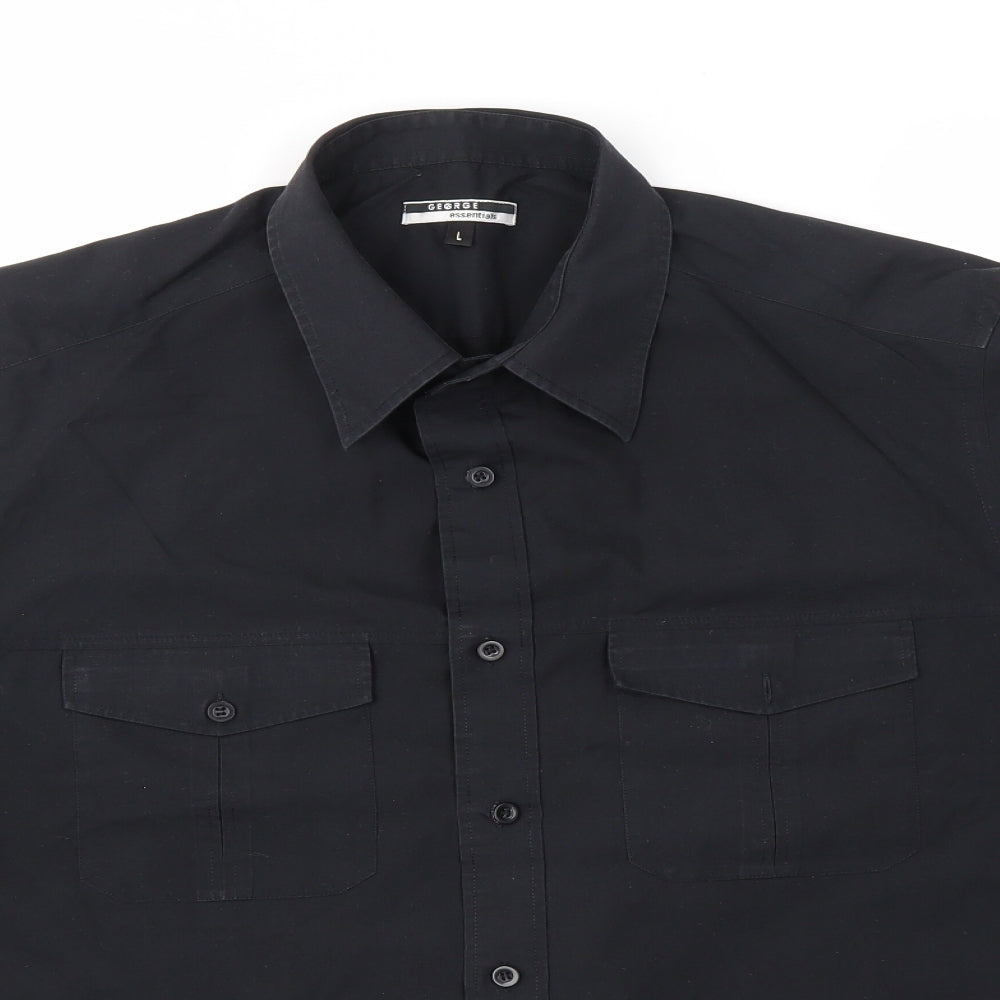 George Mens Black    Dress Shirt Size L