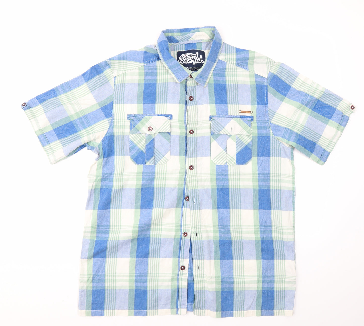 Weird Fish Mens Multicoloured Check   T-Shirt Size L