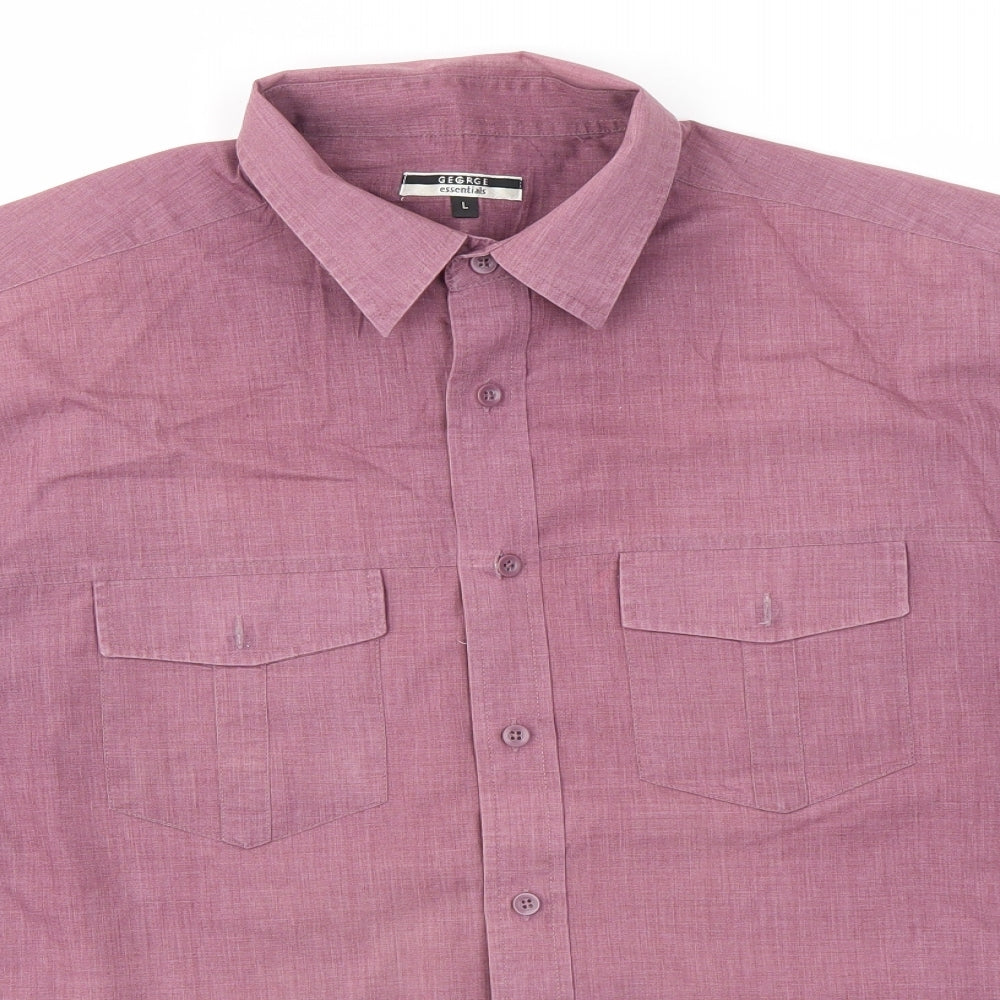 George Mens Purple    Dress Shirt Size L