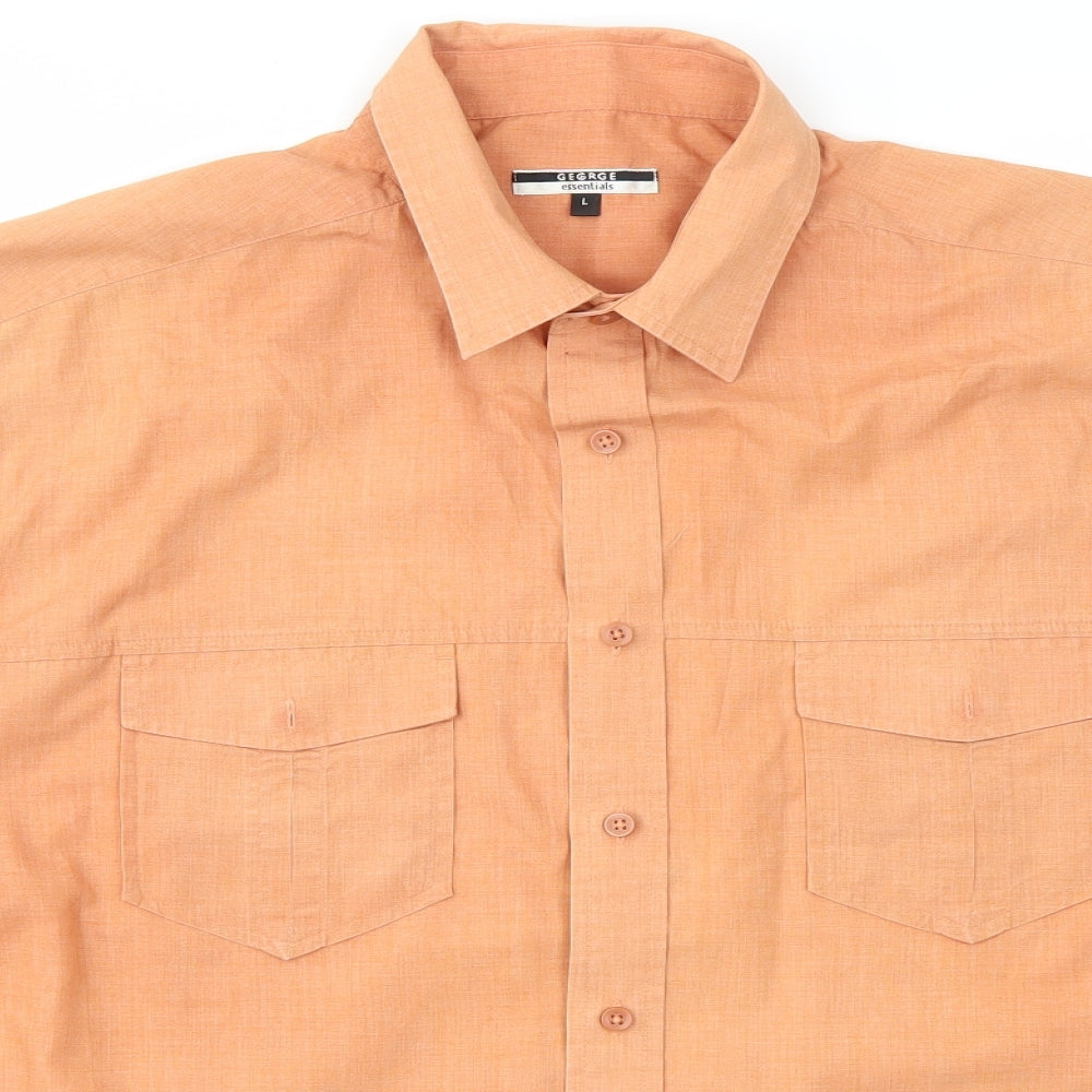 George Mens Orange    Dress Shirt Size L