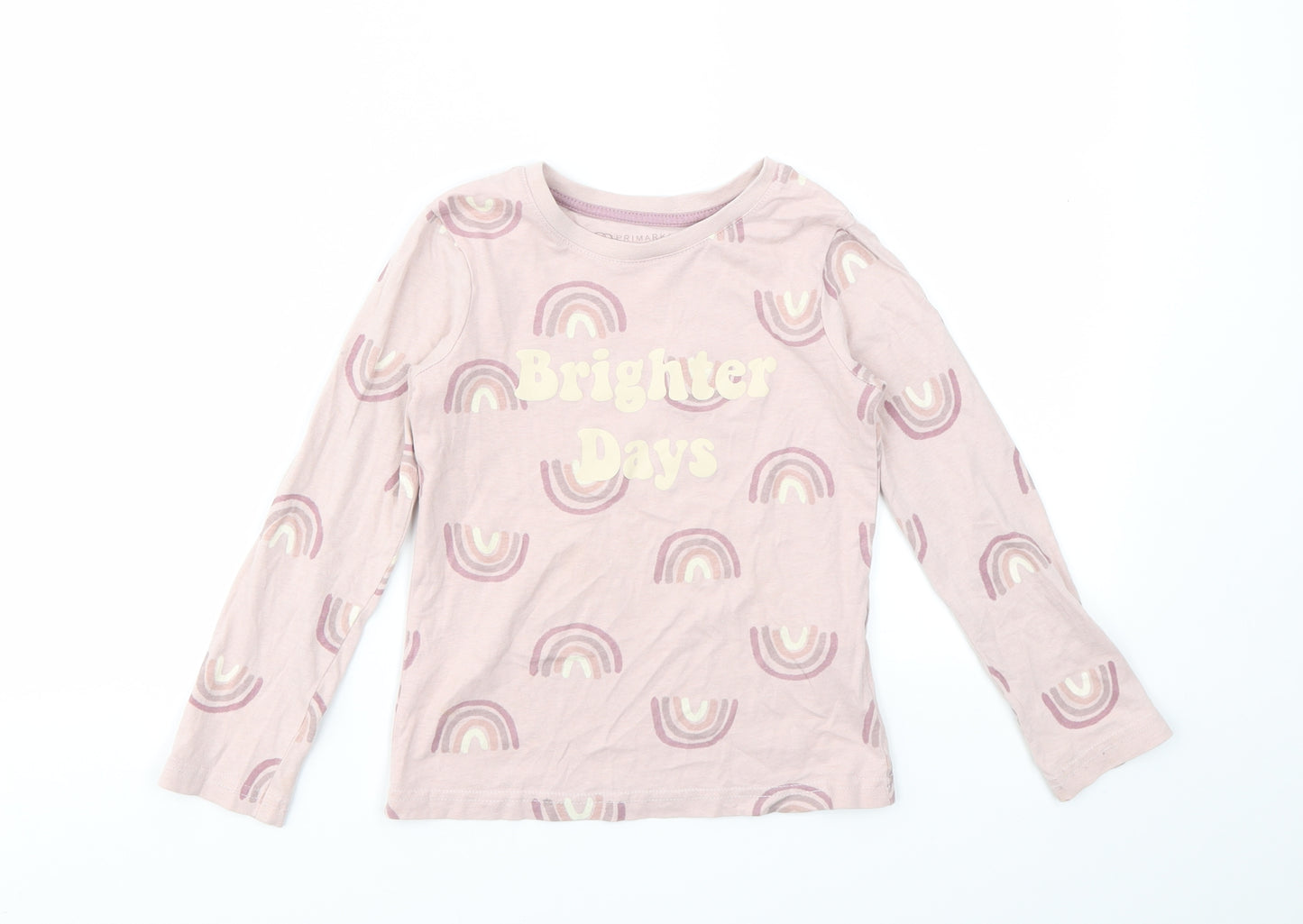 PRIMARK  Girls Pink Geometric  Basic T-Shirt Size 6-7 Years