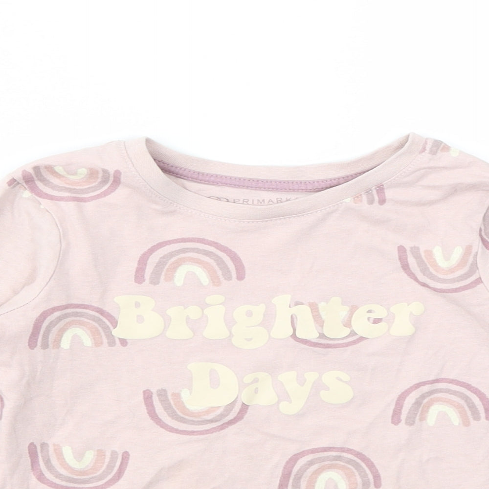 PRIMARK  Girls Pink Geometric  Basic T-Shirt Size 6-7 Years