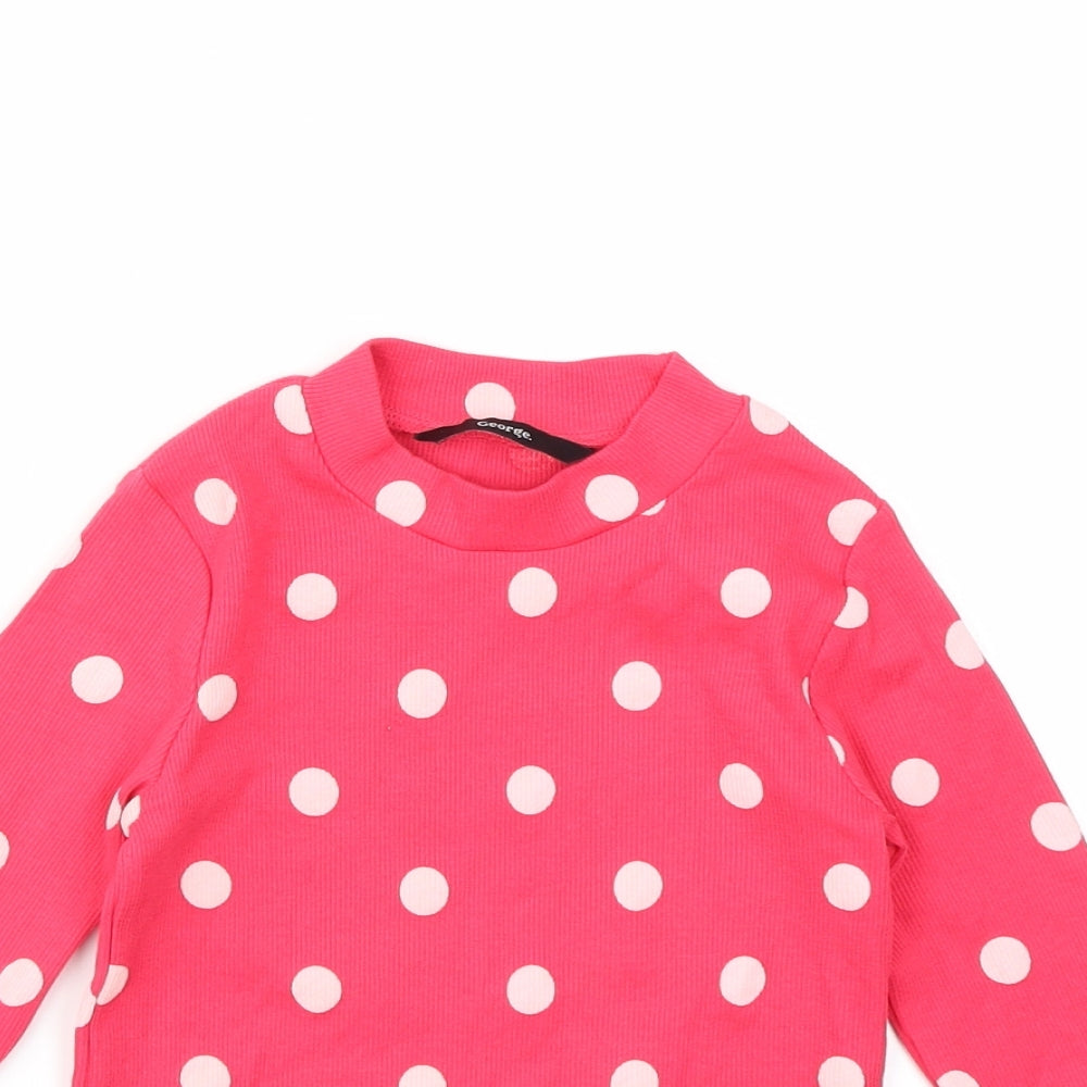 George Girls Pink Polka Dot  Basic T-Shirt Size 4-5 Years