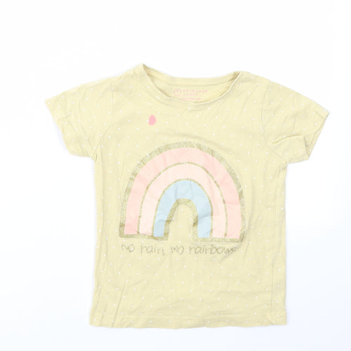 PRIMARK  Girls Yellow Geometric  Basic T-Shirt Size 5 Years