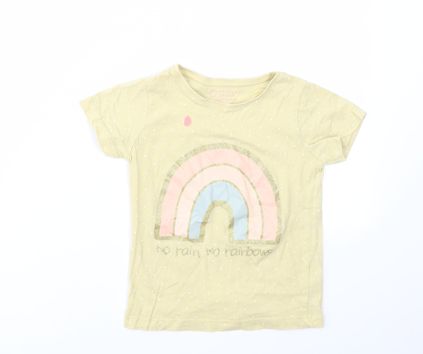 PRIMARK  Girls Yellow Geometric  Basic T-Shirt Size 5 Years