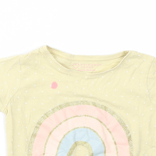 PRIMARK  Girls Yellow Geometric  Basic T-Shirt Size 5 Years