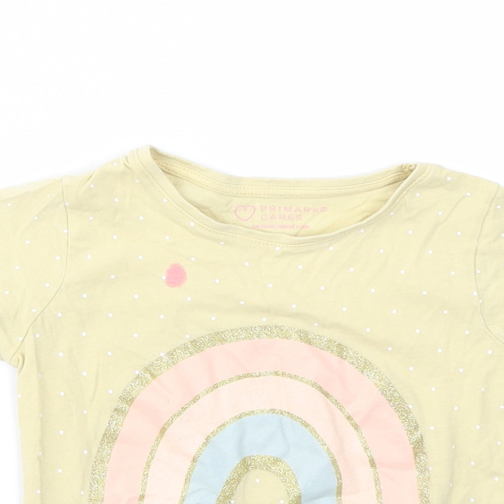 PRIMARK  Girls Yellow Geometric  Basic T-Shirt Size 5 Years
