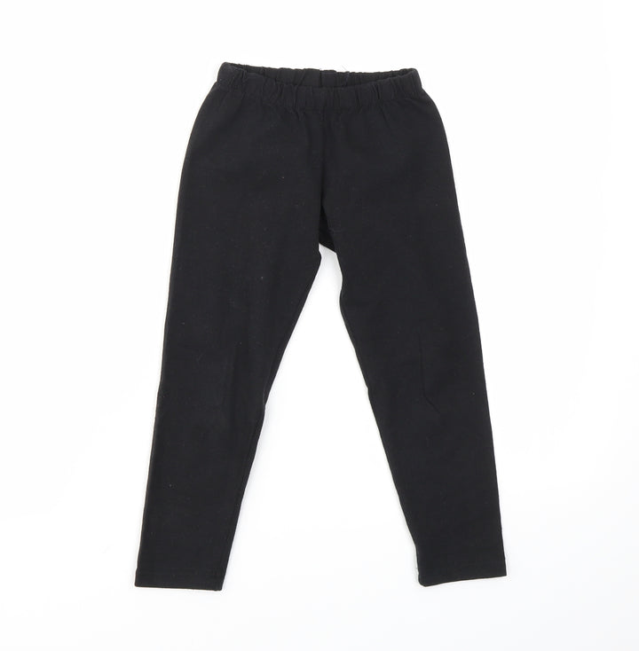 PREWORN Girls Black Ikat Jegging Trousers Size 4 Years