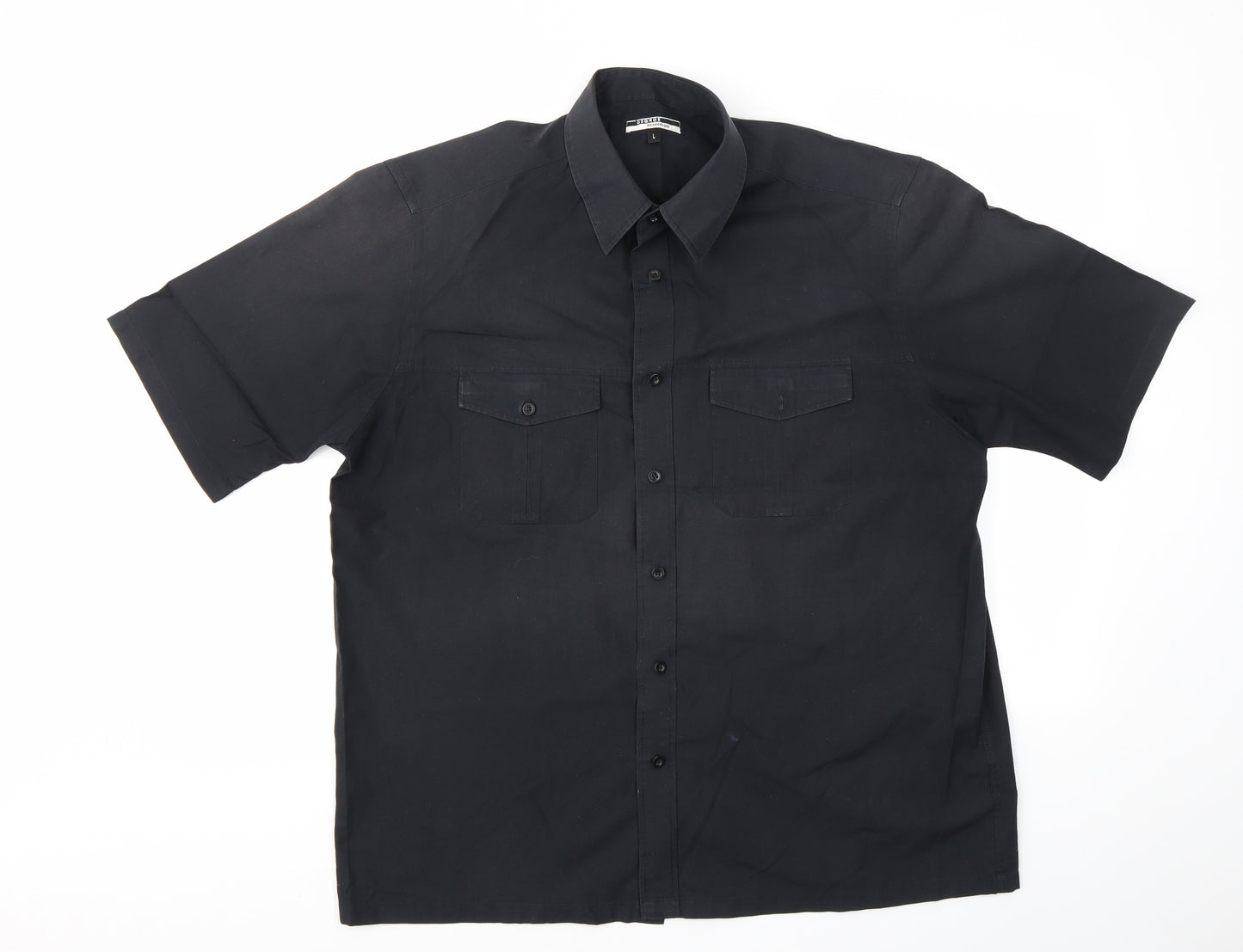 George Mens Black    Dress Shirt Size L