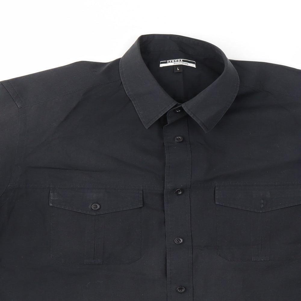 George Mens Black    Dress Shirt Size L