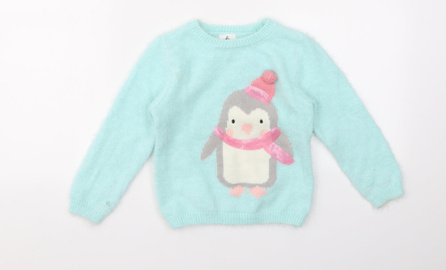 George Girls Blue Animal Print  Pullover Jumper Size 3-4 Years