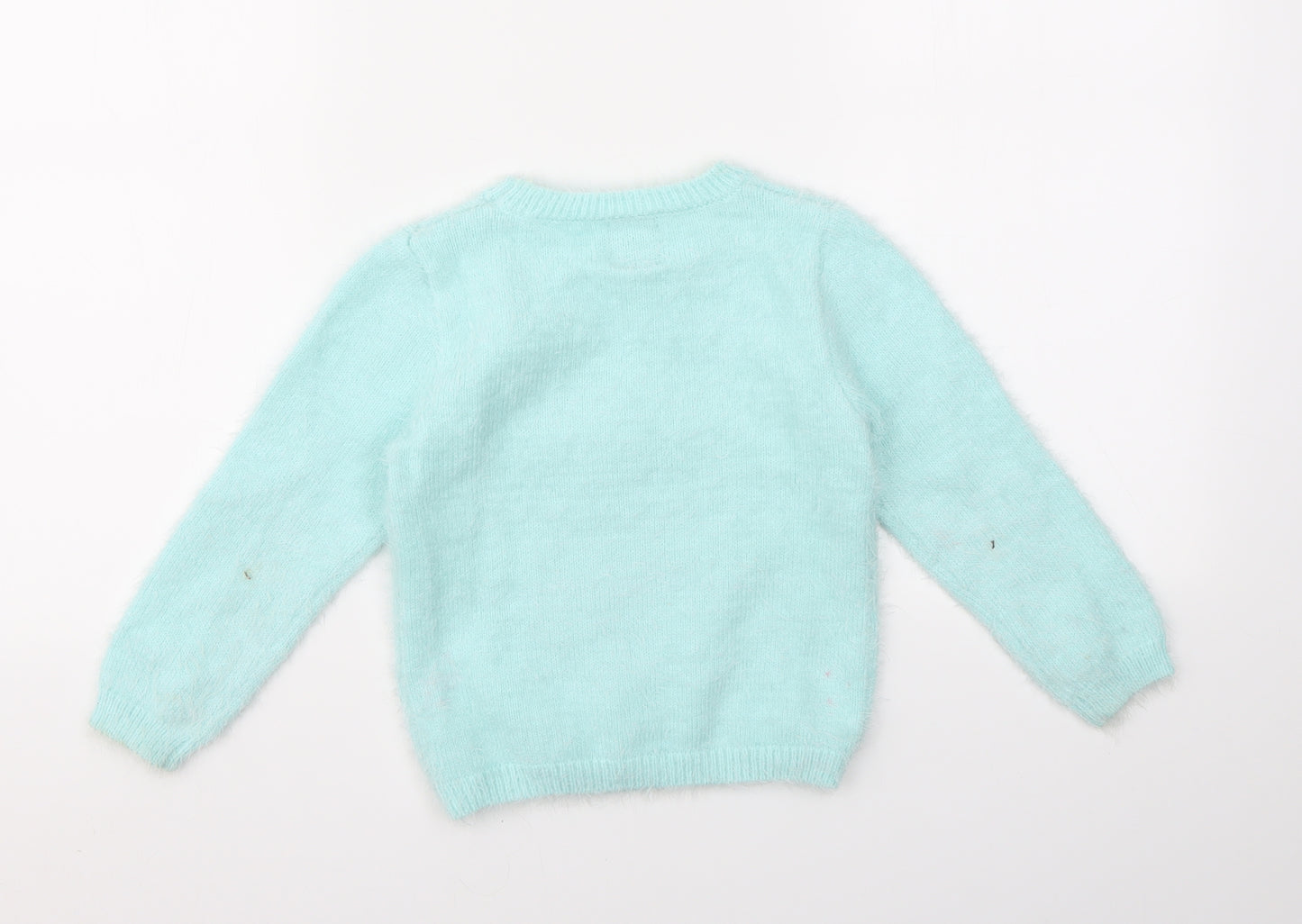 George Girls Blue Animal Print  Pullover Jumper Size 3-4 Years