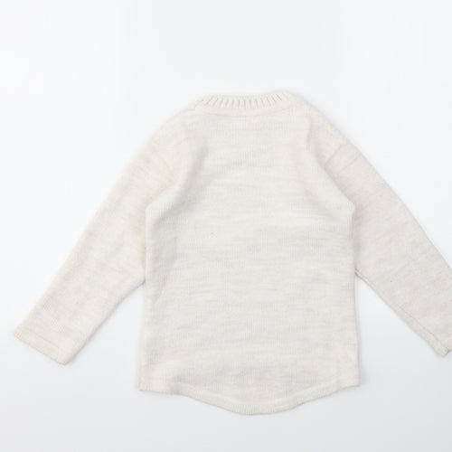 PAPILON Girls Ivory Geometric  Pullover Jumper Size 3-4 Years