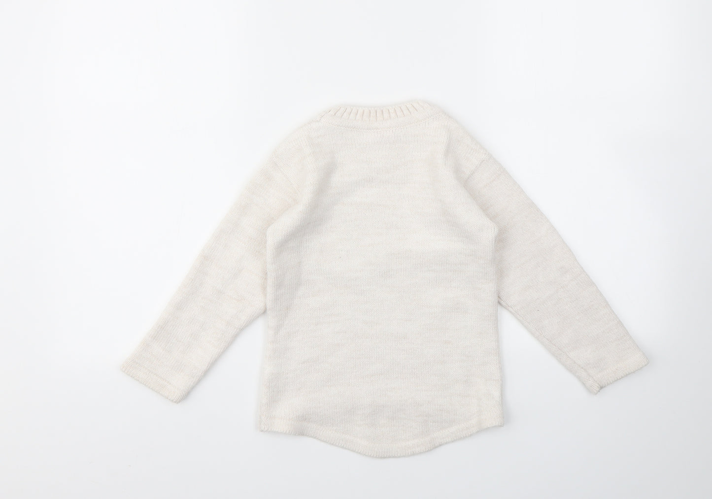 PAPILON Girls Ivory Geometric  Pullover Jumper Size 3-4 Years