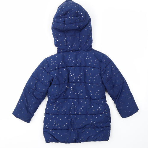Debenhams Girls Blue Argyle/Diamond  Basic Coat Coat Size 3-4 Years