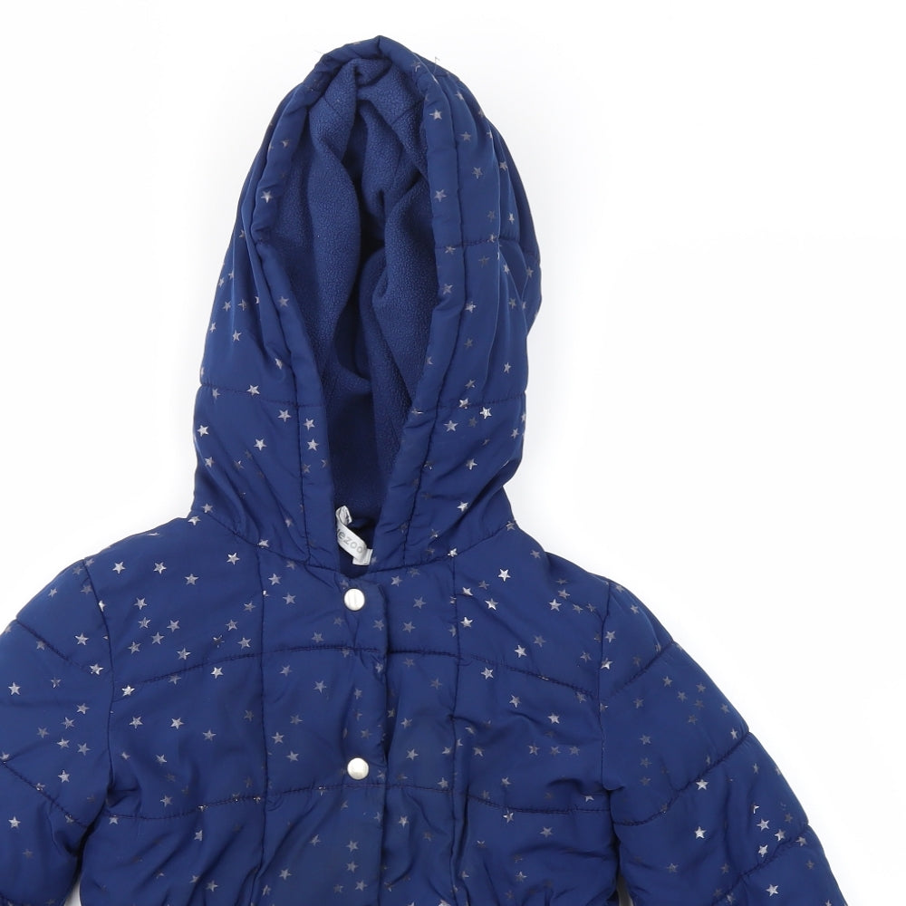 Debenhams Girls Blue Argyle/Diamond  Basic Coat Coat Size 3-4 Years