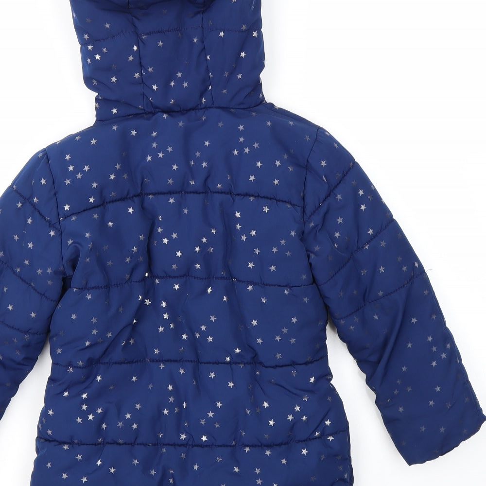 Debenhams Girls Blue Argyle/Diamond  Basic Coat Coat Size 3-4 Years