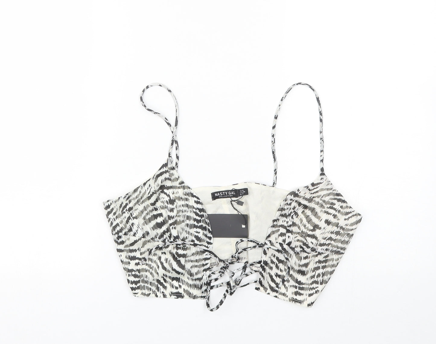 Nasty Gal Womens White Striped  Cropped Tank Size 6