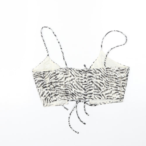 Nasty Gal Womens White Striped  Cropped Tank Size 6