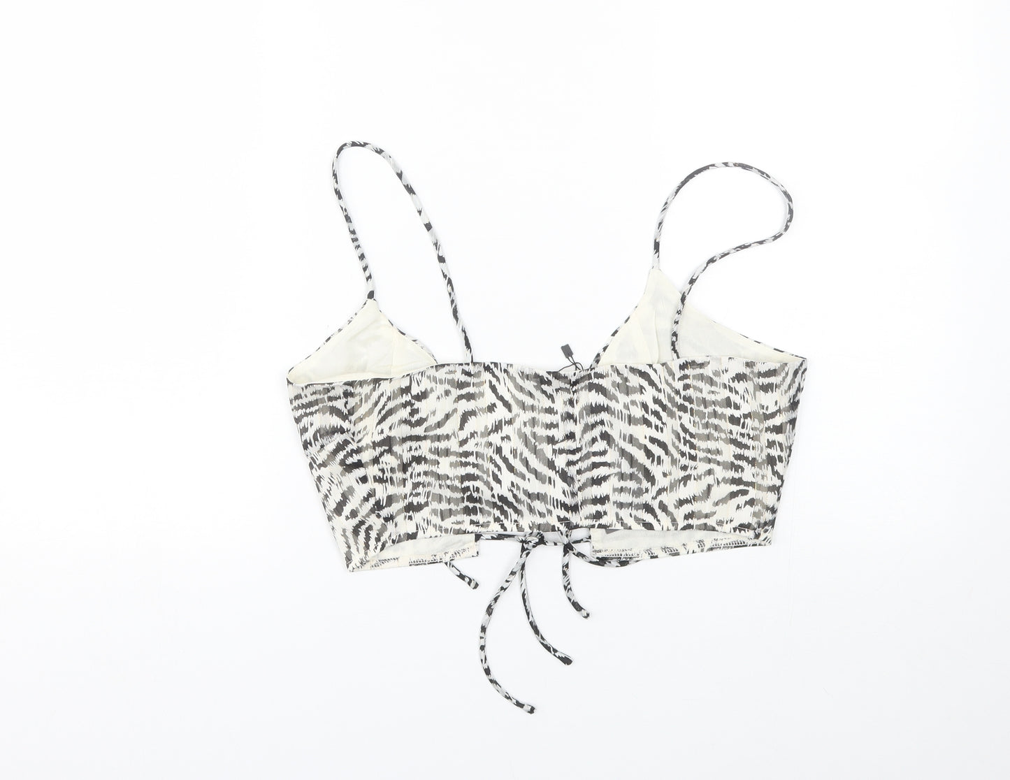 Nasty Gal Womens White Striped  Cropped Tank Size 6