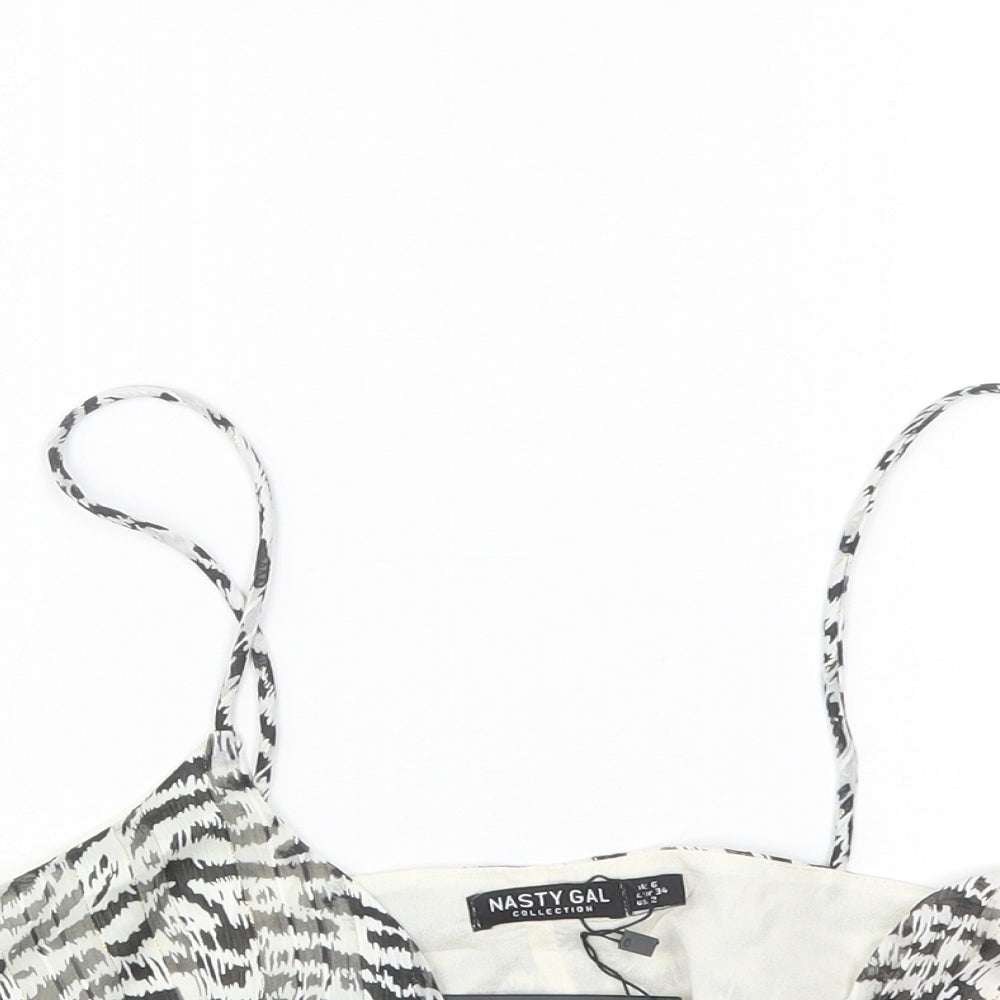 Nasty Gal Womens White Striped  Cropped Tank Size 6