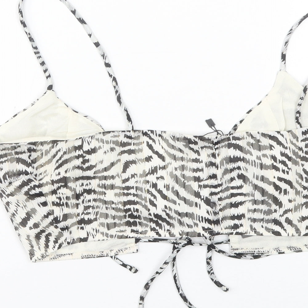 Nasty Gal Womens White Striped  Cropped Tank Size 6