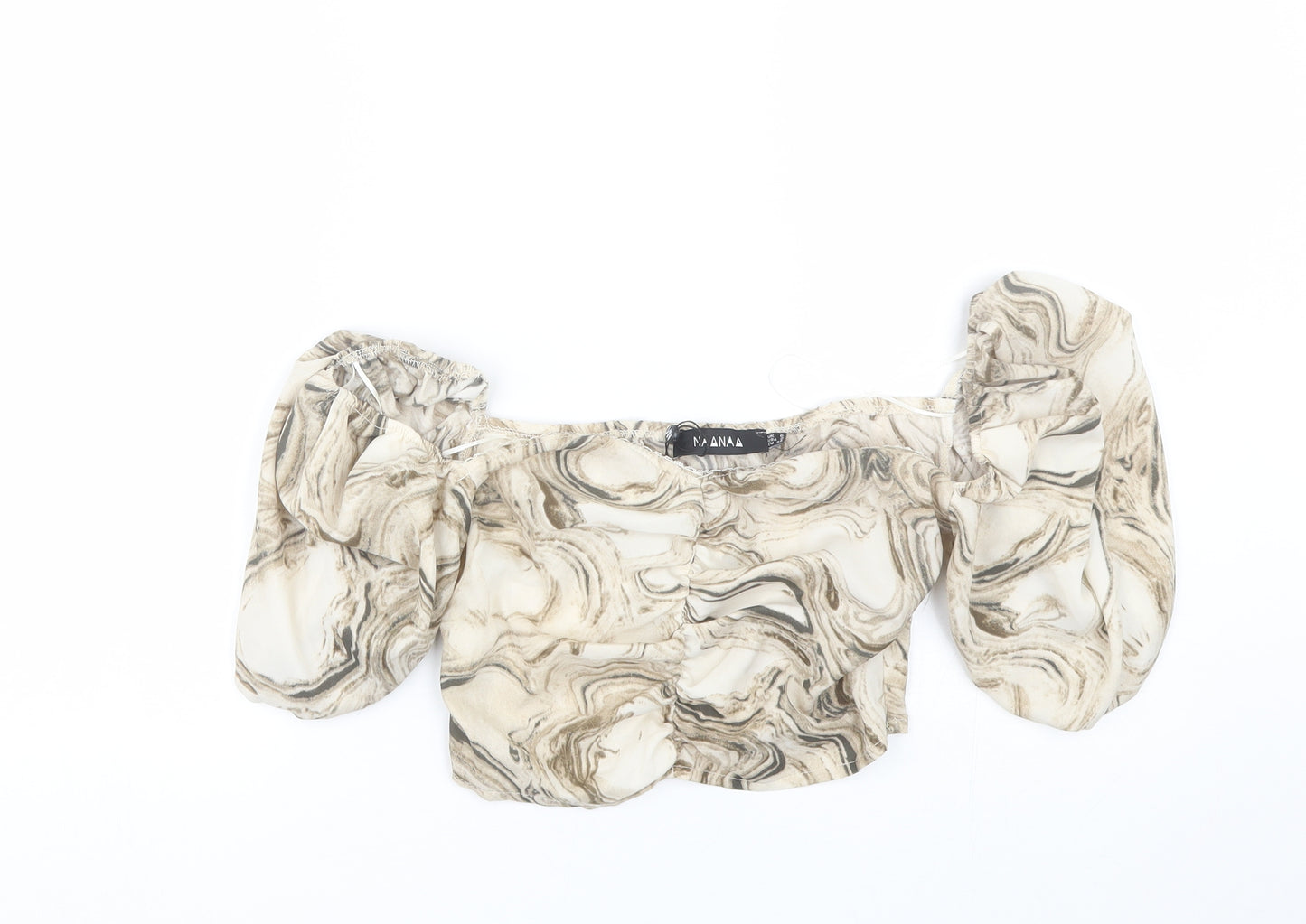 Naanaa Womens Beige   Cropped T-Shirt Size 6