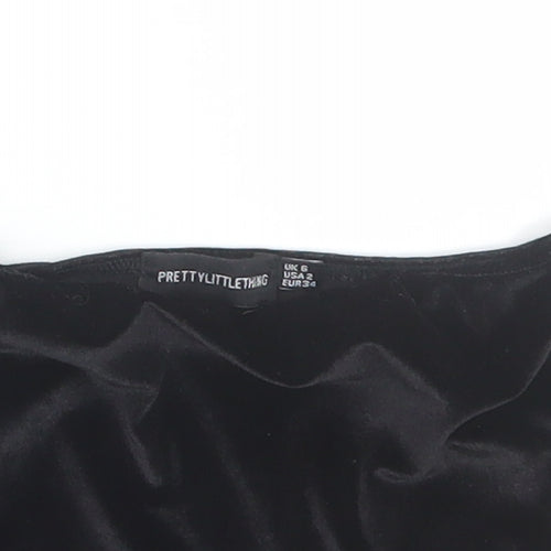 PRETTYLITTLETHING Womens Black   Cropped T-Shirt Size 6