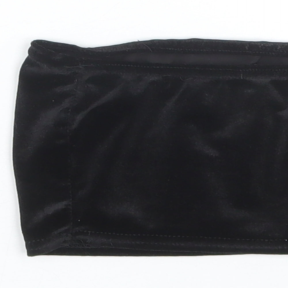 PRETTYLITTLETHING Womens Black   Cropped T-Shirt Size 6