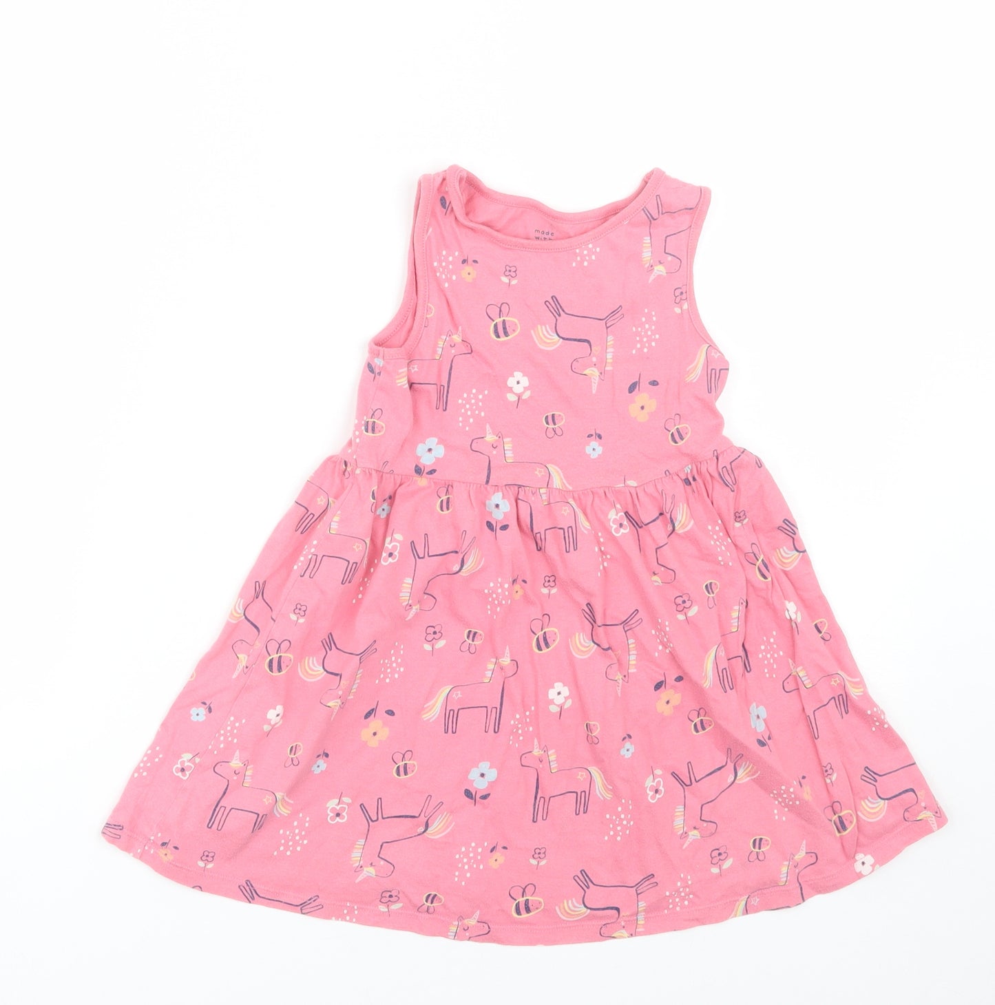 F&F Girls Pink Animal Print  Tank Dress  Size 4-5 Years