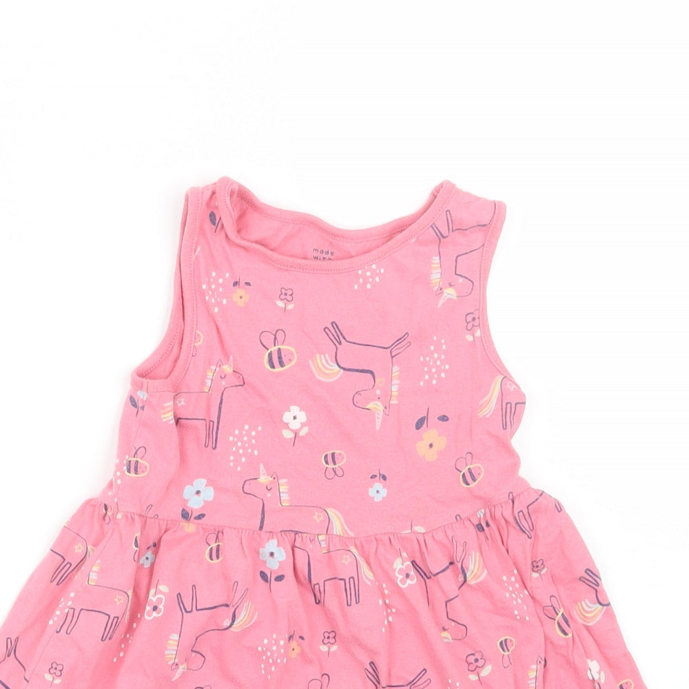 F&F Girls Pink Animal Print  Tank Dress  Size 4-5 Years