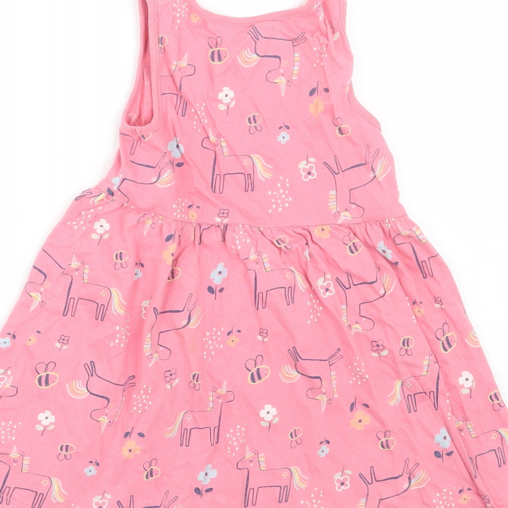 F&F Girls Pink Animal Print  Tank Dress  Size 4-5 Years