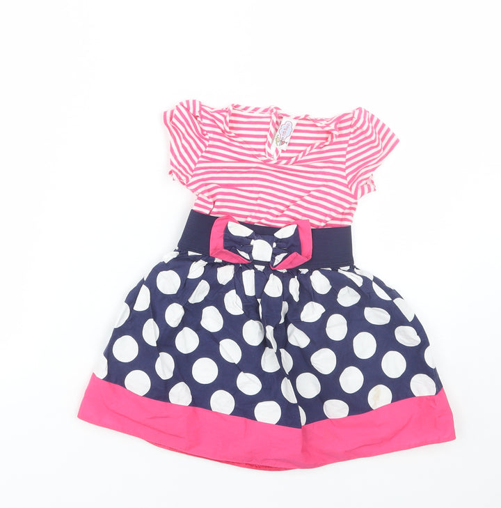 Miniroz Girls Pink Striped  T-Shirt Dress  Size 2-3 Years